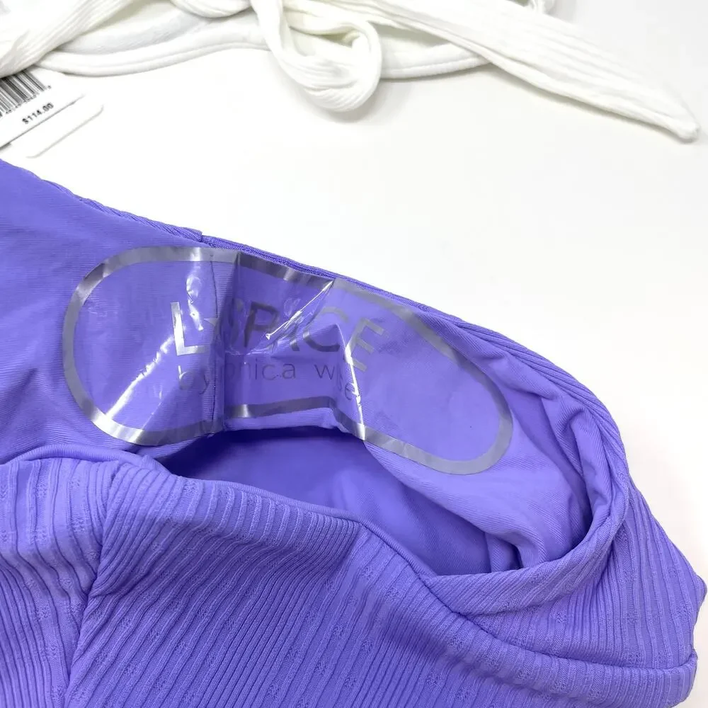 L*SPACE Camellia Desi Bikini Set In White Purple Size XS New